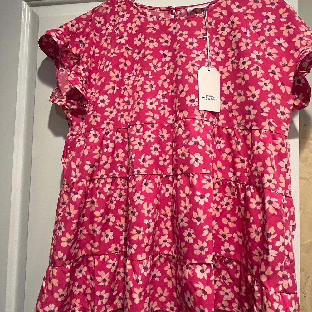 Chic Pink Floral Ruffle Blouse